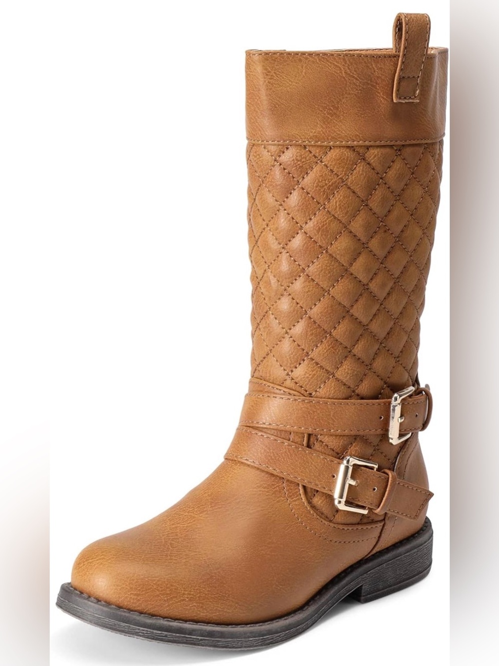 Girls Dream Pairs Quilted Mid-Calf Riding Boots in Tan